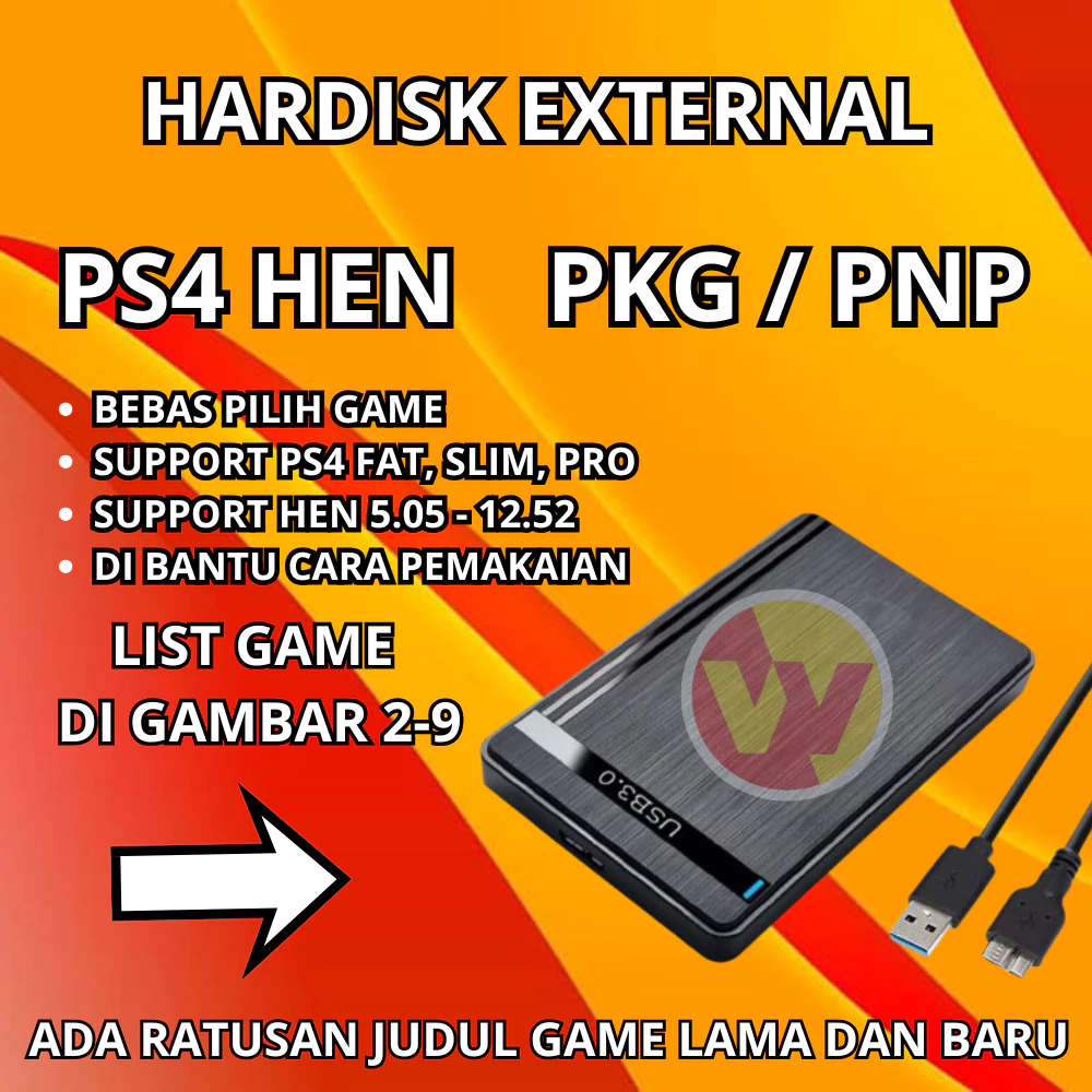Hardisk External PS4 HEN Bonus Fullgame Hits Terbaru