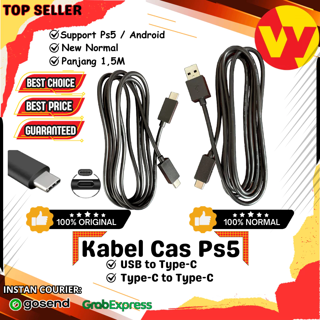 Kabel Cas Stik PS5 DualSense USB to Type-C | Type-C to Type-C Kualitas Top