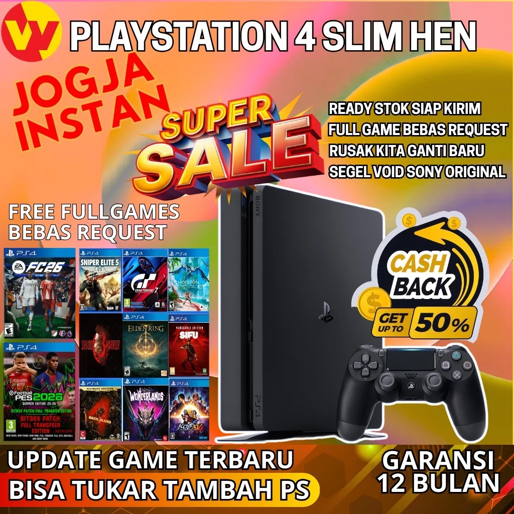 SONY PLAYSTATION 4 SLIM ORIGINAL HEN PS4 SLIM HEN 2TB HEN ORIGINAL BONUS BANYAK GAMES HITS PERMANEN